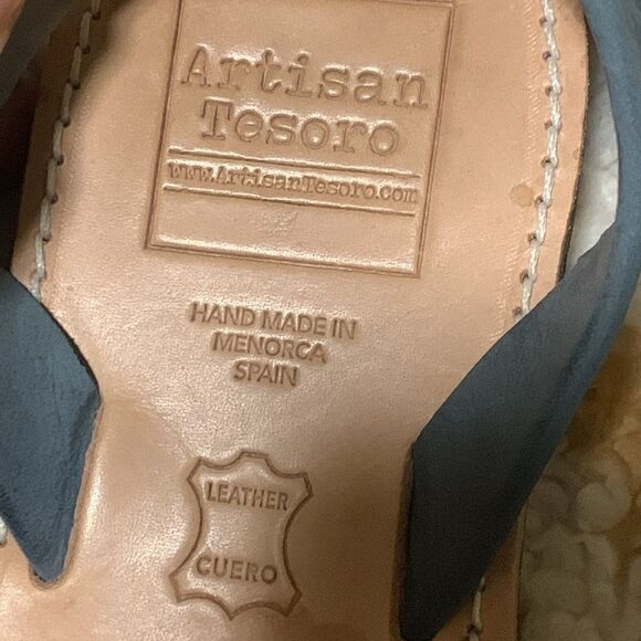 Artisan Blue Leather Sandals - Picture 2 of 6